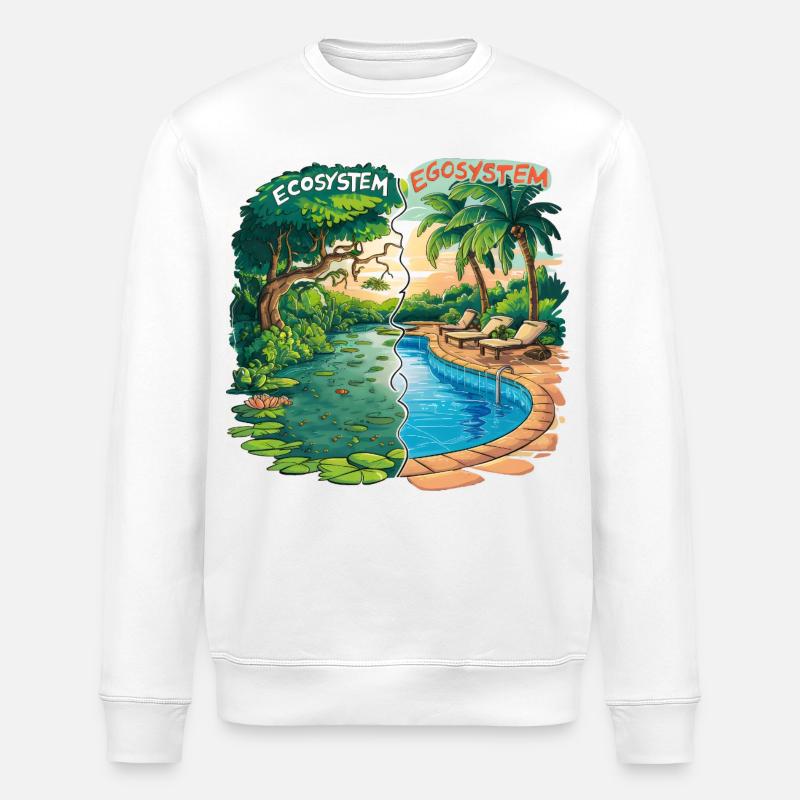 Ecosystem vs Egosystem Message Écologique - Sweat bio ROLLER Stanley/Stella Unisexe - blanc