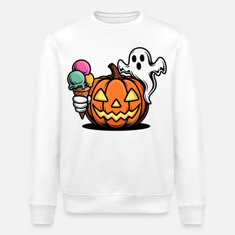 Kürbis-Eis Halloween Spaß - Stanley/Stella Unisex Bio-Sweatshirt ROLLER - Weiß