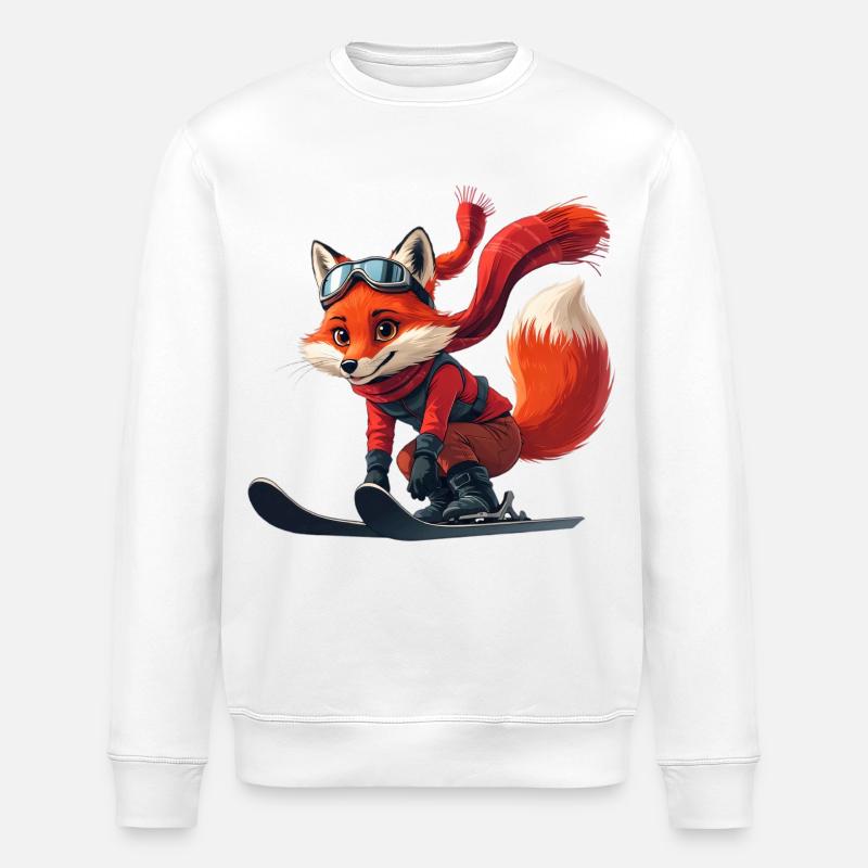 Fuchs Skifahrer Abenteuer - Stanley/Stella Unisex Bio-Sweatshirt ROLLER - Weiß
