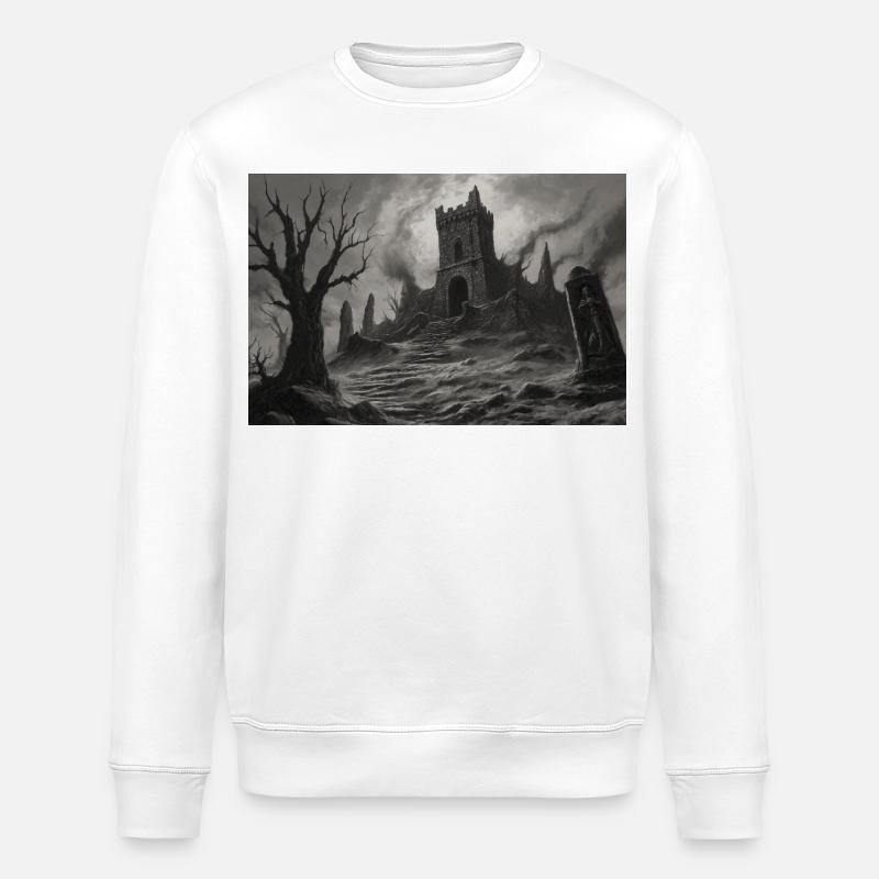 Landschaft einer mittelalterlichen Burgruine - Stanley/Stella Unisex Bio-Sweatshirt ROLLER - Weiß