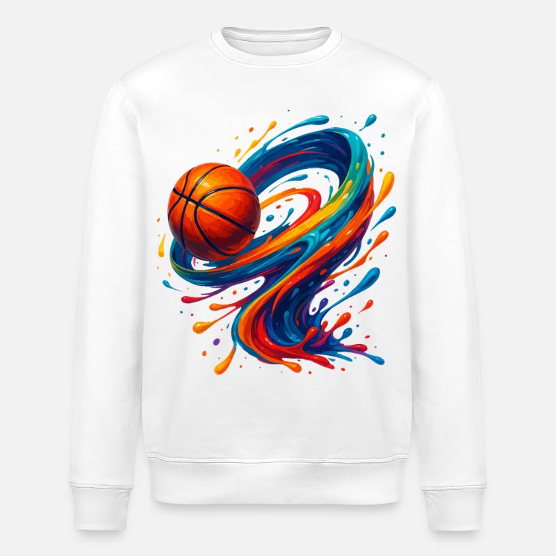 Lebendiger Orbit Basketball Splash - Stanley/Stella Unisex Bio-Sweatshirt ROLLER - Weiß