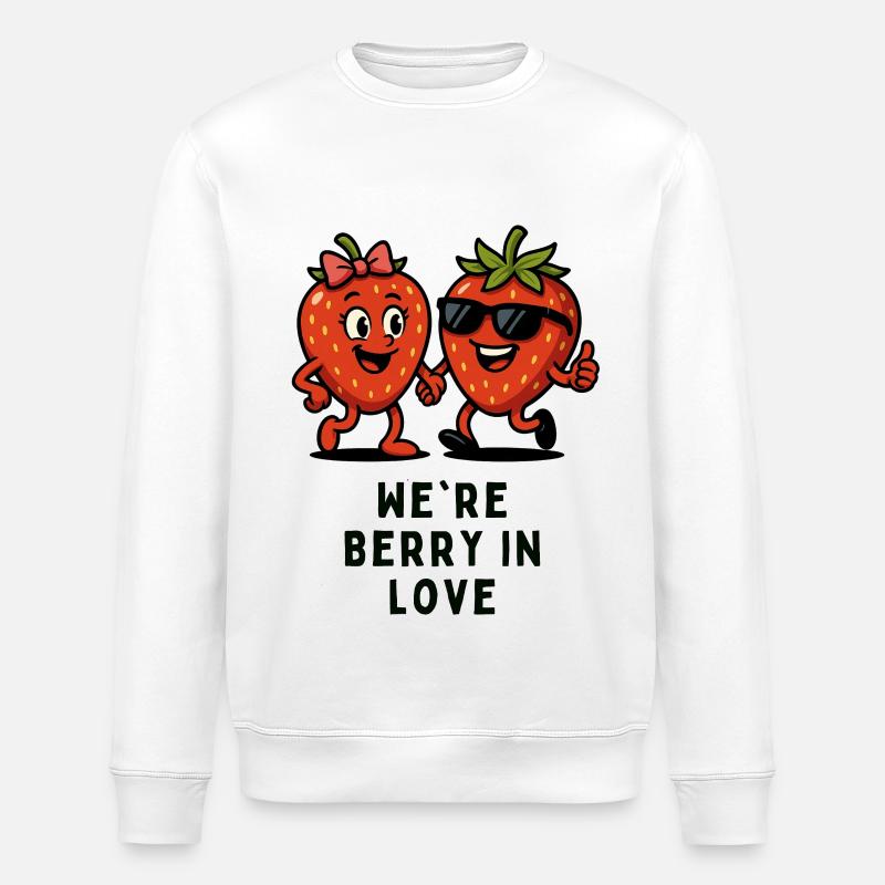 Berry In Love Erdbeeren Früchte Illustrationen  - Stanley/Stella Unisex Bio-Sweatshirt ROLLER - Weiß