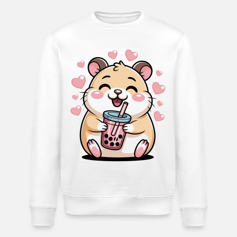 Kawaii Bubble Tee Hamster Boba Tee - Stanley/Stella Unisex Bio-Sweatshirt ROLLER - Weiß