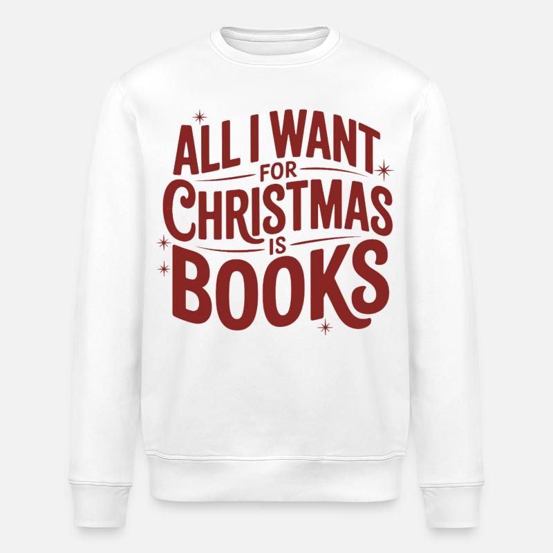 Weihnachtswunsch Bücher - Stanley/Stella Unisex Bio-Sweatshirt ROLLER - Weiß