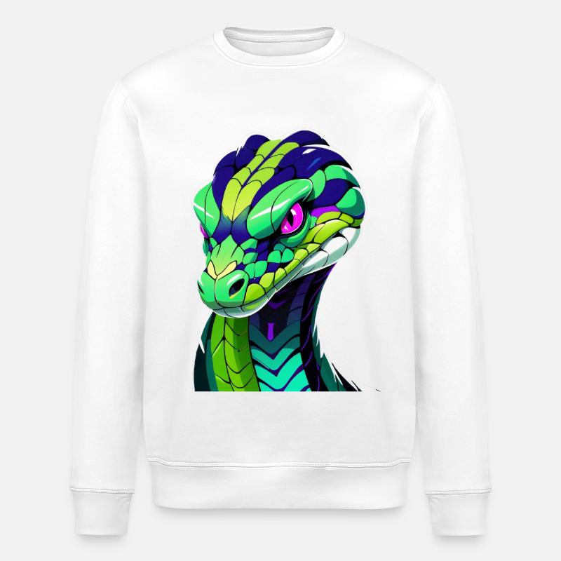 Bunte Schlange Kopf Illustration - Stanley/Stella Unisex Bio-Sweatshirt ROLLER - Weiß
