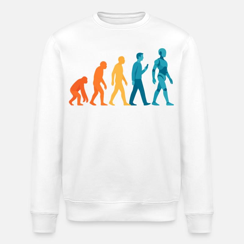 Evolution zum Roboter Outline - Stanley/Stella Unisex Bio-Sweatshirt ROLLER - Weiß