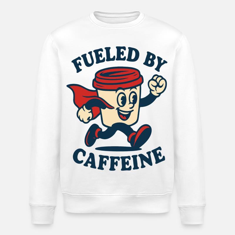 Alimenté par Caffeine Hero - Sweat bio ROLLER Stanley/Stella Unisexe - blanc