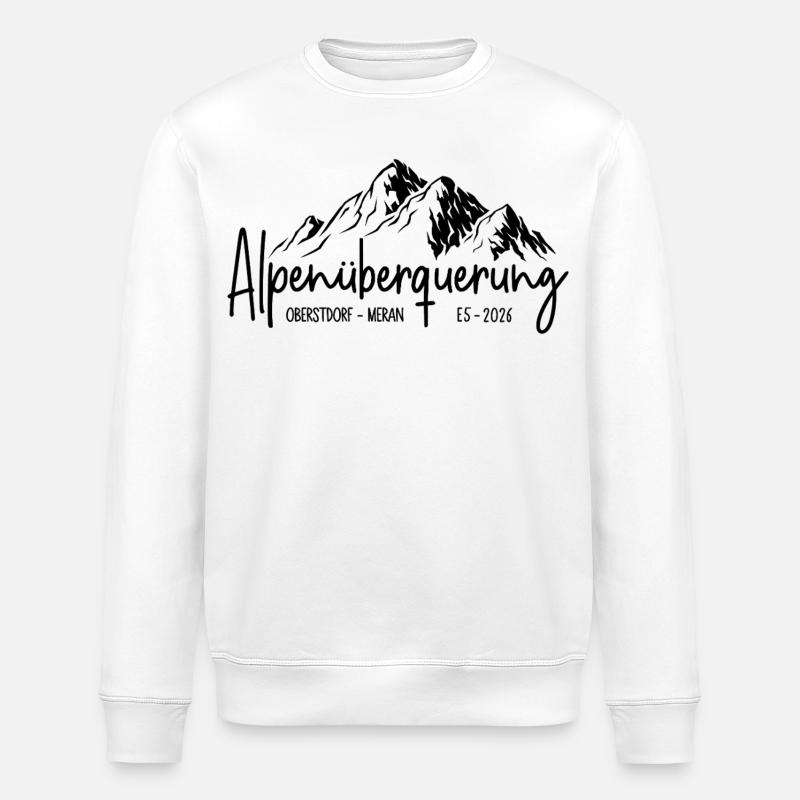 Alpenüberquerung E5 2026 / Oberstdorf - Meran - Stanley/Stella Unisex Bio-Sweatshirt ROLLER - Weiß