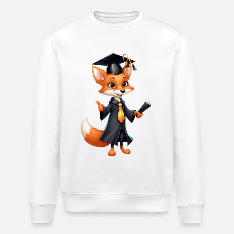 Abschlussfuchs mit Diplomhut - Stanley/Stella Unisex Bio-Sweatshirt ROLLER - Weiß