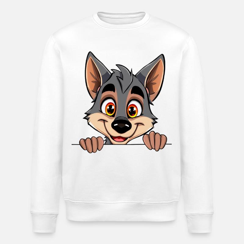 Loup câlin regardant par-dessus bord - Sweat bio ROLLER Stanley/Stella Unisexe - blanc