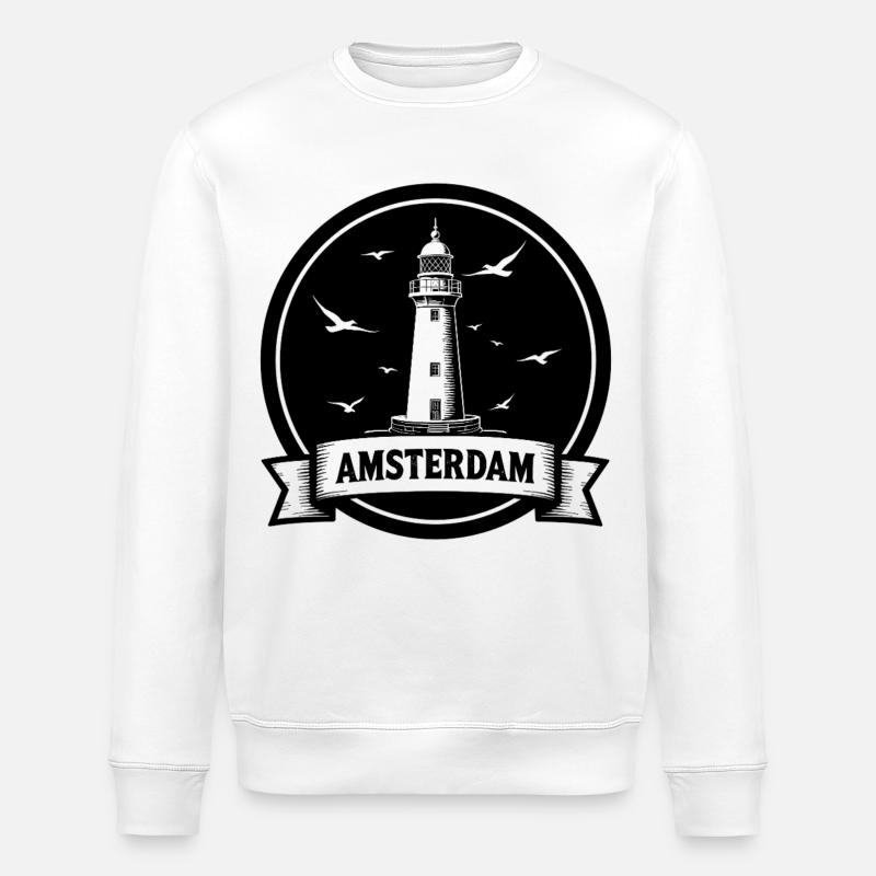 Leuchtturm Amsterdam Maritimes  - Stanley/Stella Unisex Bio-Sweatshirt ROLLER - Weiß