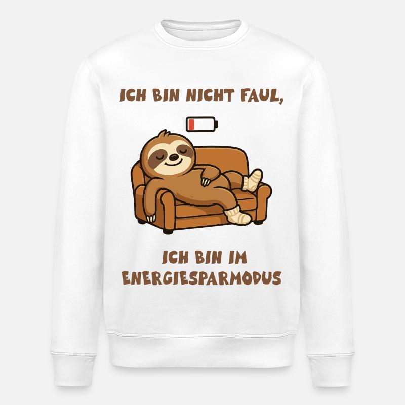 Faultier Energiesparmodus Design - Stanley/Stella Unisex Bio-Sweatshirt ROLLER - Weiß