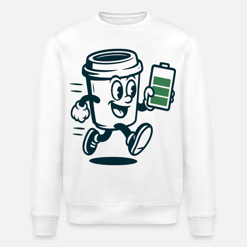 Caffeinated Battery Buddy - Stanley/Stella ROLLER Unisex Organic Sweatshirt - white