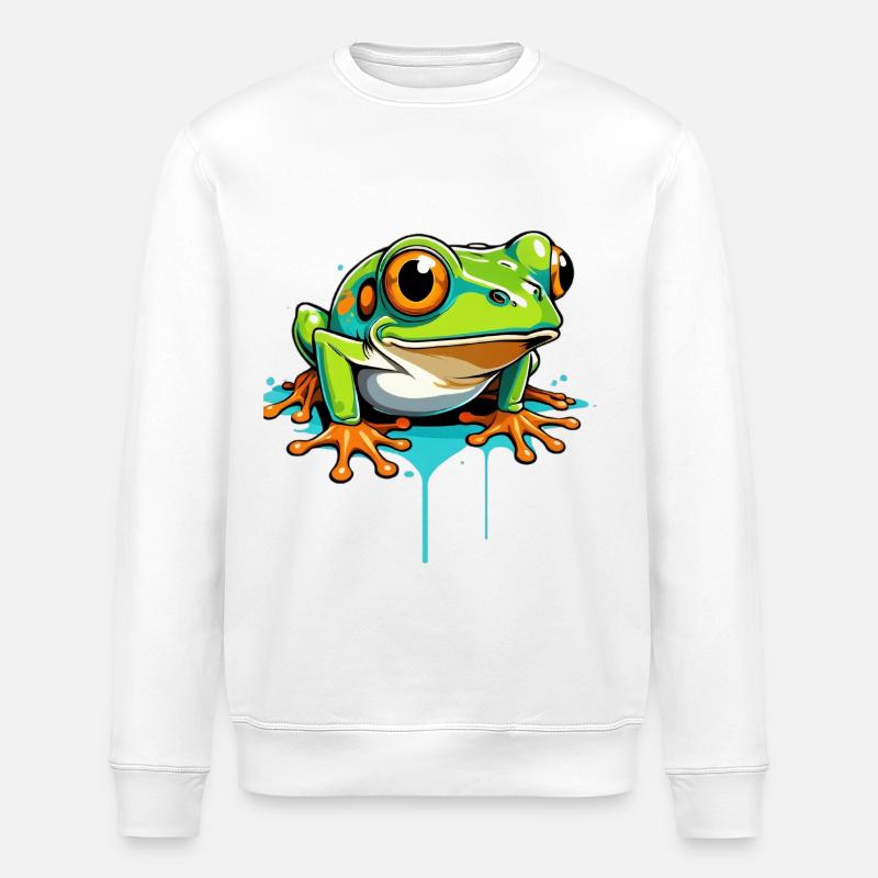 Frosch Graffiti Neon Splash - Stanley/Stella Unisex Bio-Sweatshirt ROLLER - Weiß