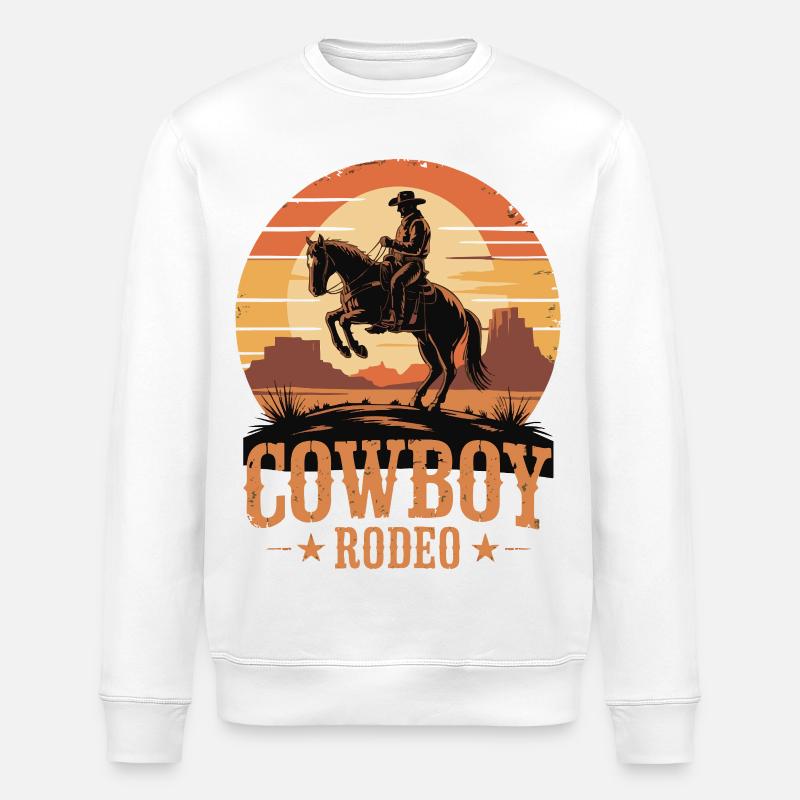 Cowboy Rodeo - Wild West Sunset Design - Stanley/Stella Unisex Bio-Sweatshirt ROLLER - Weiß