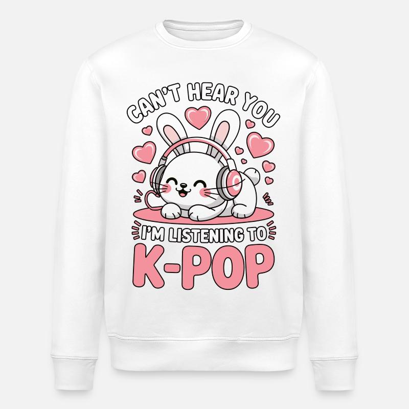 K-Pop Bunny mit Kopfhörern - Stanley/Stella Unisex Bio-Sweatshirt ROLLER - Weiß