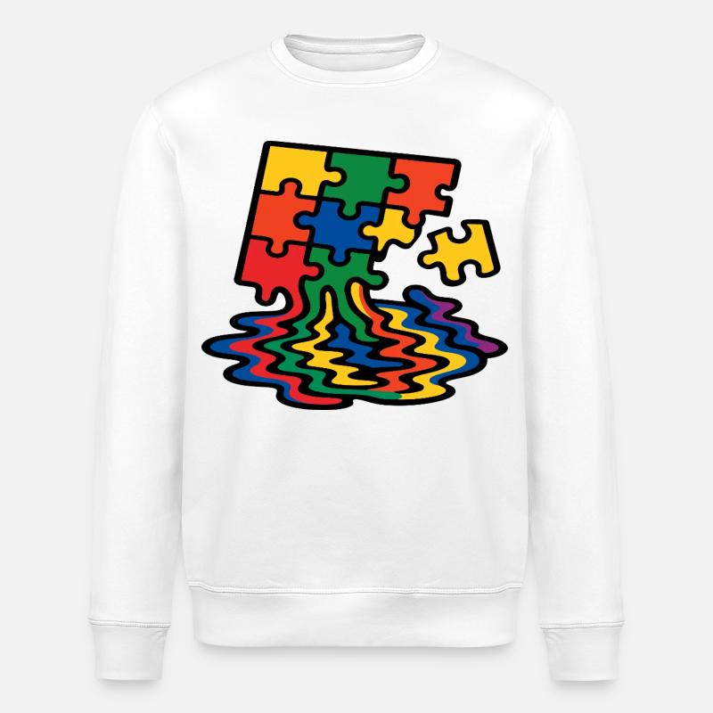 Regenbogen Puzzle Baum Splash - Stanley/Stella Unisex Bio-Sweatshirt ROLLER - Weiß