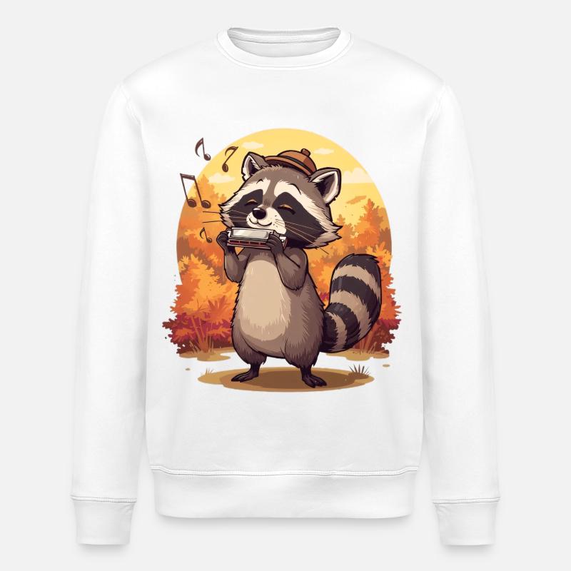 Herbstlicher Waschbärenharmonika - Stanley/Stella Unisex Bio-Sweatshirt ROLLER - Weiß