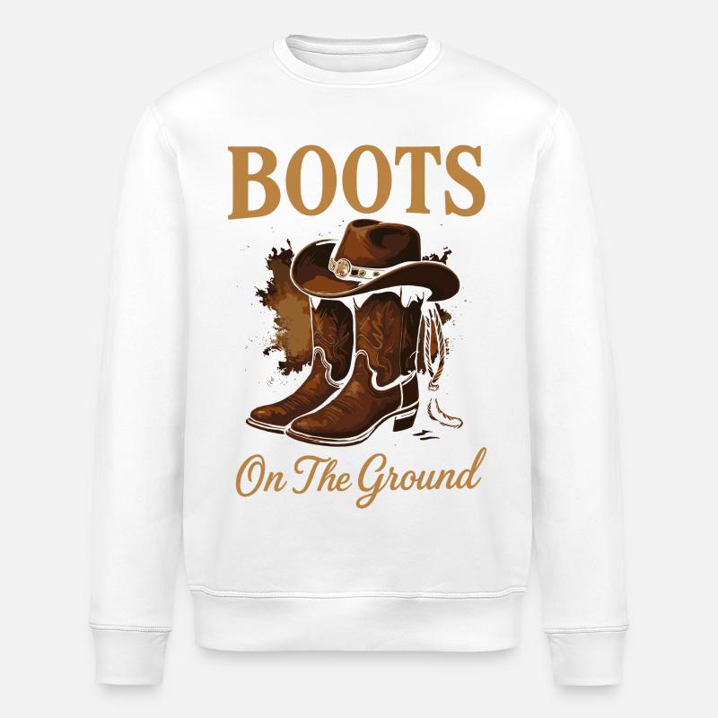 Boots On The Ground Cowboy Style - Stanley/Stella Unisex Bio-Sweatshirt ROLLER - Weiß