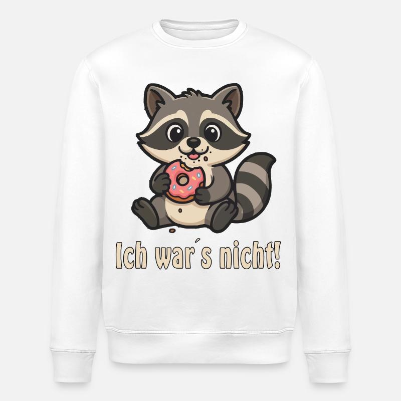 Ich war's nicht: Waschbär mit Donut - Stanley/Stella Unisex Bio-Sweatshirt ROLLER - Weiß