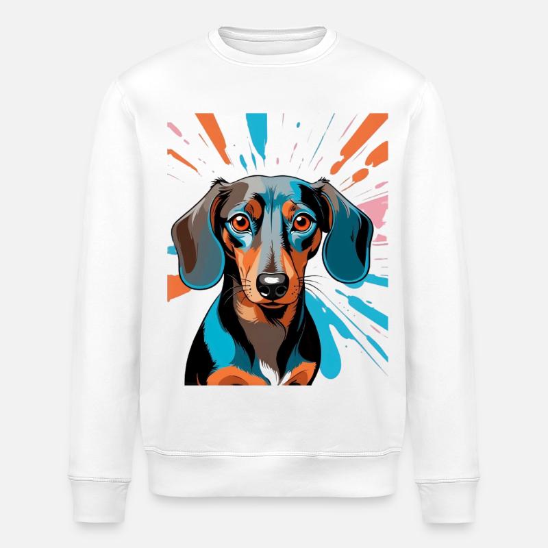 PopArt Dackel Farbschauer - Stanley/Stella Unisex Bio-Sweatshirt ROLLER - Weiß