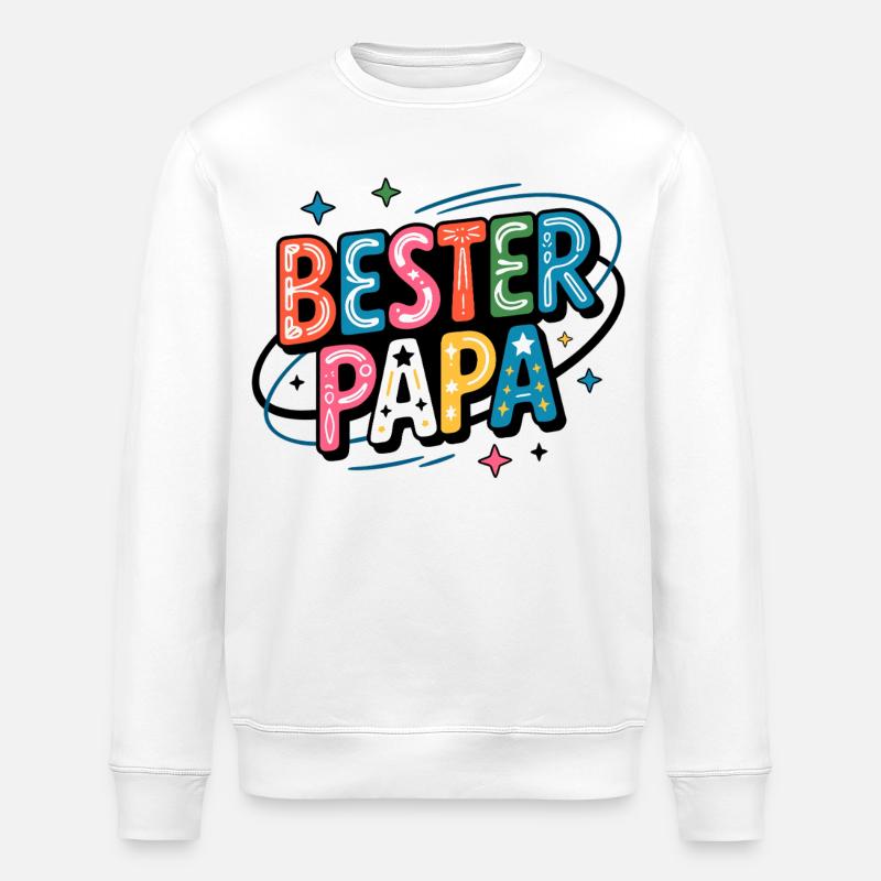 Bester Papa – Bunt und Verspielt - Stanley/Stella Unisex Bio-Sweatshirt ROLLER - Weiß