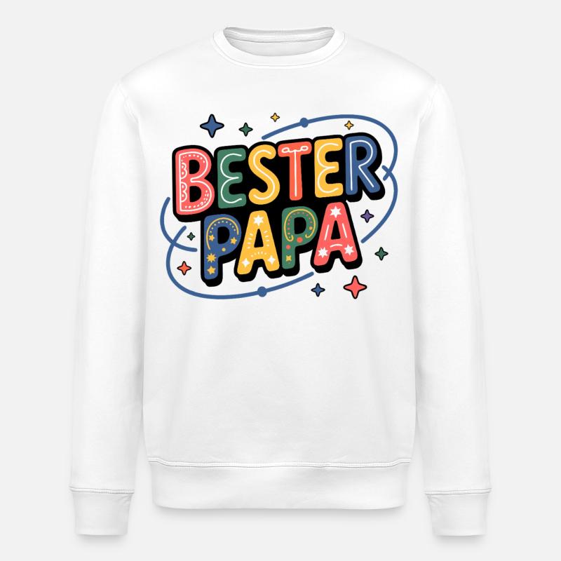 Bester Papa – bunte Buchstaben - Stanley/Stella Unisex Bio-Sweatshirt ROLLER - Weiß