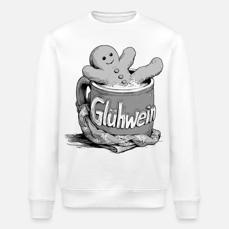 Glühwein Keks Mug Illustration Lebkuchenmann - Stanley/Stella Unisex Bio-Sweatshirt ROLLER - Weiß