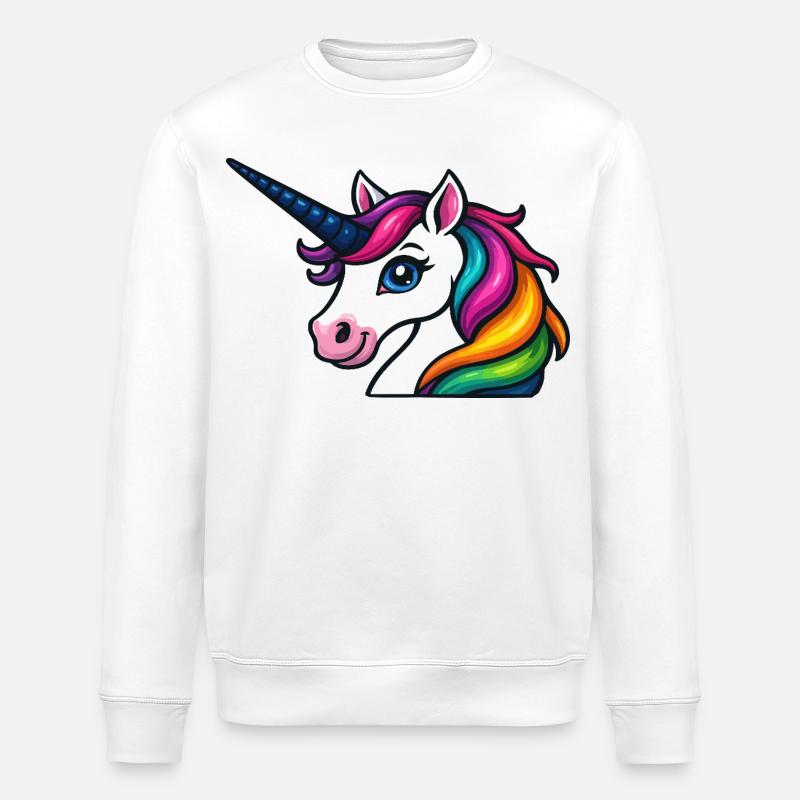 Strahlendes Regenbogen-Einhorn - Stanley/Stella Unisex Bio-Sweatshirt ROLLER - Weiß