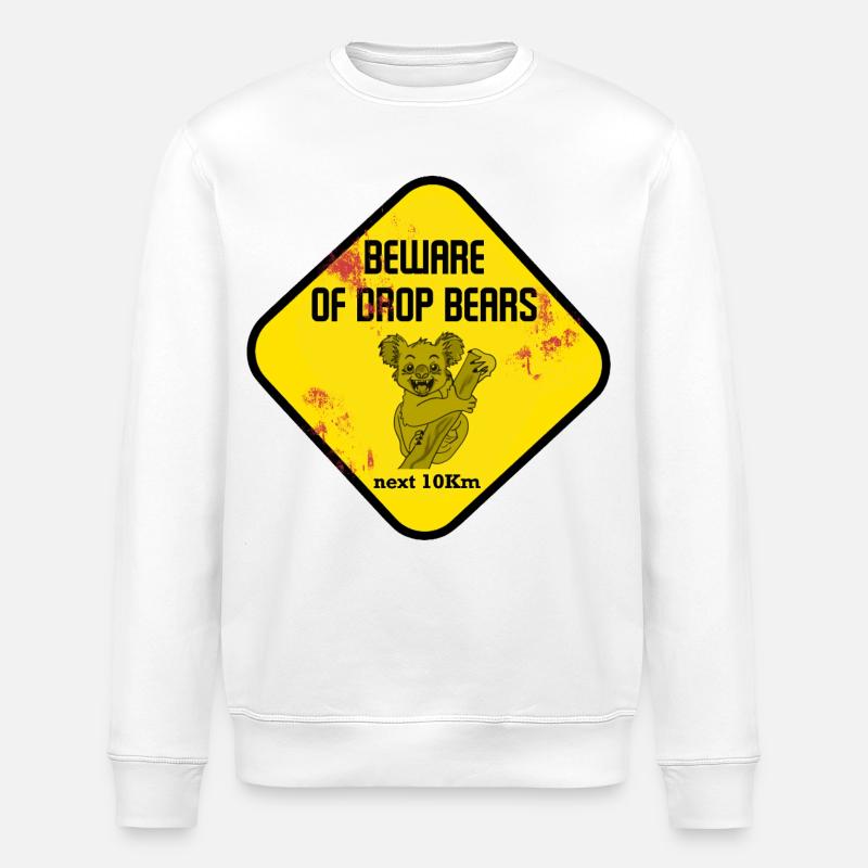 Warnschild Drop Bears - Stanley/Stella Unisex Bio-Sweatshirt ROLLER - Weiß