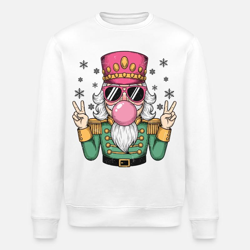 Nussknacker bläst Kaugummi - Stanley/Stella Unisex Bio-Sweatshirt ROLLER - Weiß