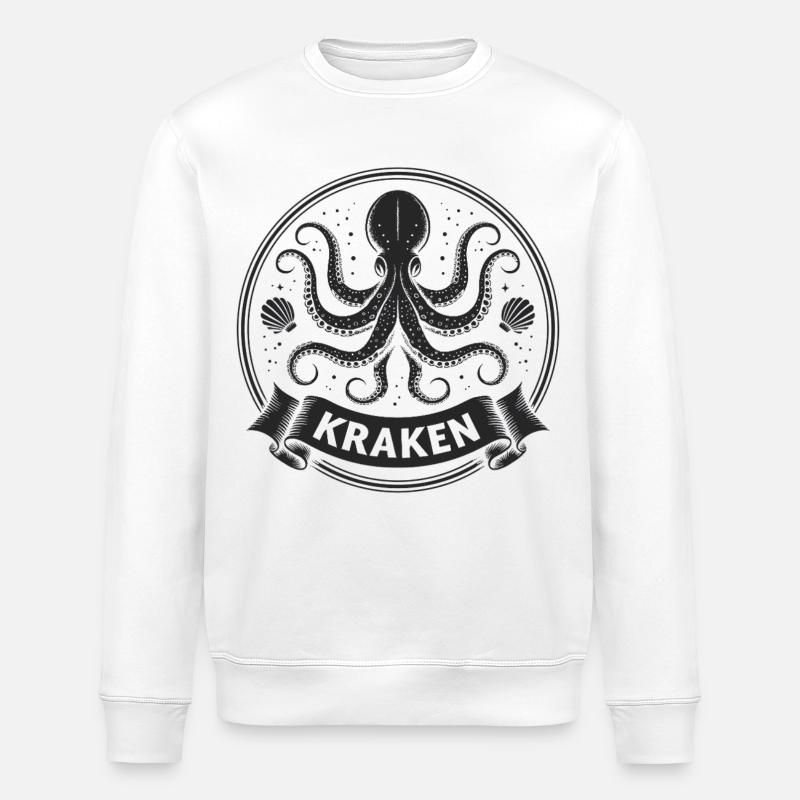 Kraken Krake Tintenfisch Octopus - Stanley/Stella Unisex Bio-Sweatshirt ROLLER - Weiß