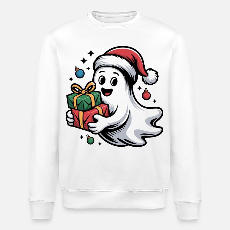 Weihnachtsgeist mit Geschenken - Sweat bio ROLLER Stanley/Stella Unisexe - blanc