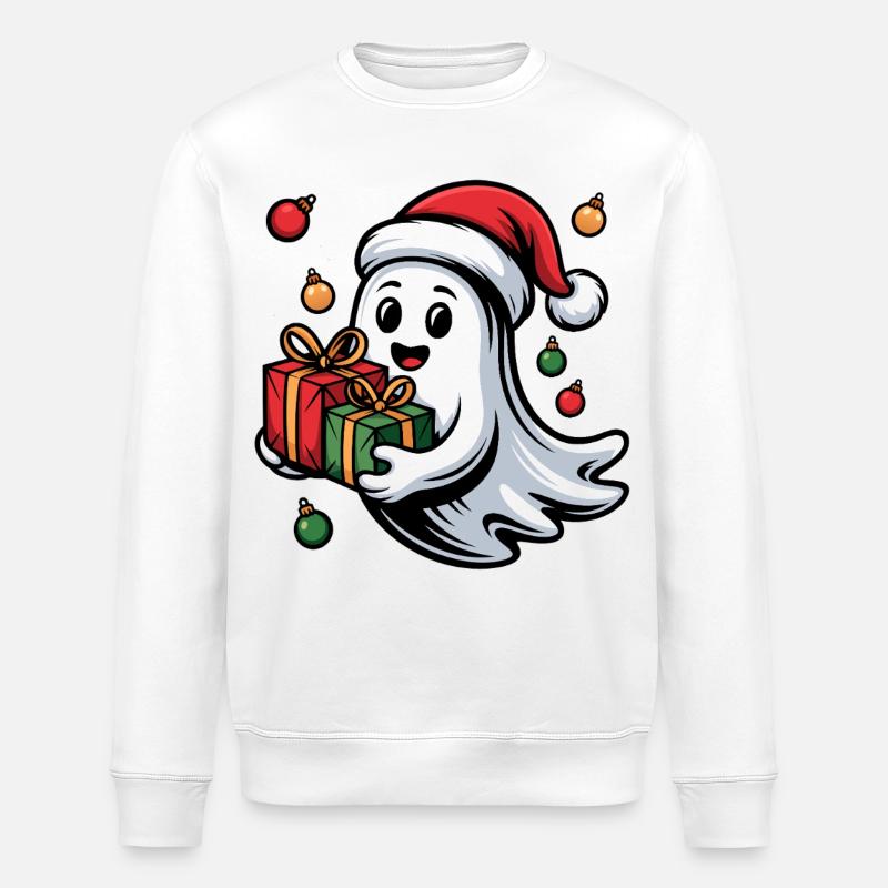 Weihnachtsgeist mit Geschenken - Sweat bio ROLLER Stanley/Stella Unisexe - blanc