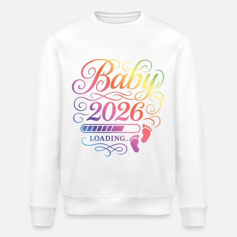 Baby 2026 Loading Schwangerschaft - Stanley/Stella Unisex Bio-Sweatshirt ROLLER - Weiß