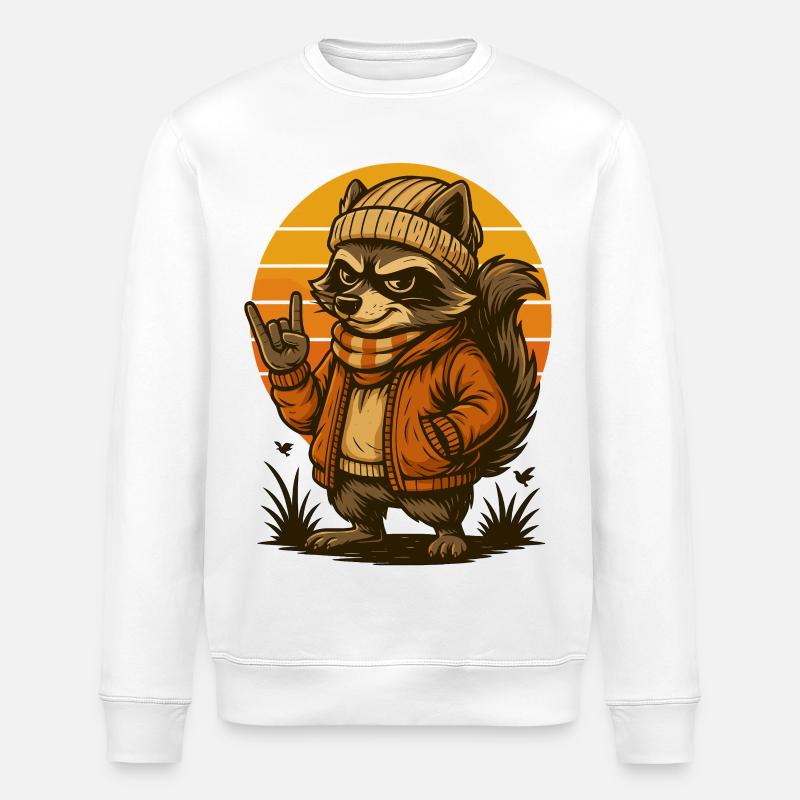 Style rétro raton laveur cool - Sweat bio ROLLER Stanley/Stella Unisexe - blanc