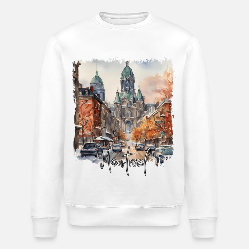 Montréal Aquarelle, Montréal Canada - Sweat bio ROLLER Stanley/Stella Unisexe - blanc