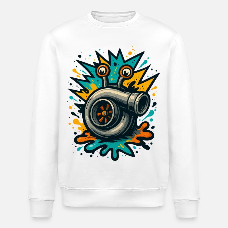 Turbo Schnecke Turbolader Boost Explosion - Stanley/Stella Unisex Bio-Sweatshirt ROLLER - Weiß