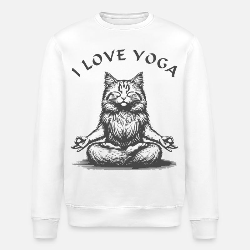 ChatsYoga Lotus Pose - Sweat bio ROLLER Stanley/Stella Unisexe - blanc