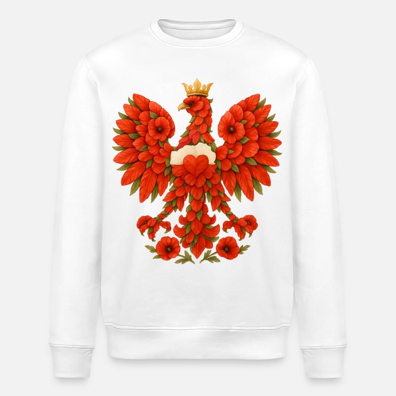Polnischer Adler aus rotem Mohn - Stanley/Stella Unisex Bio-Sweatshirt ROLLER - Weiß