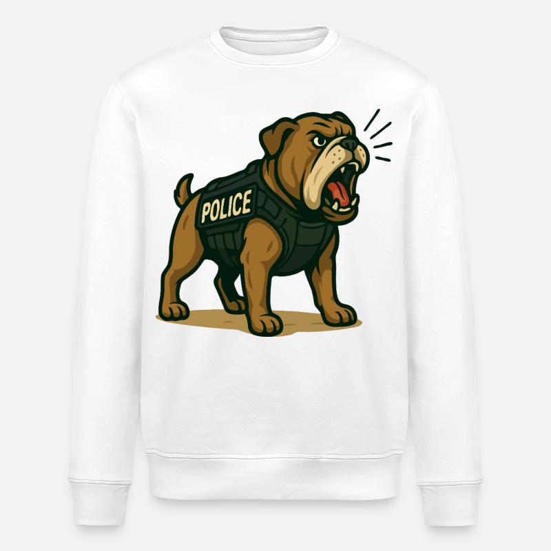 Polizei Bulldogge Illustration - Stanley/Stella Unisex Bio-Sweatshirt ROLLER - Weiß