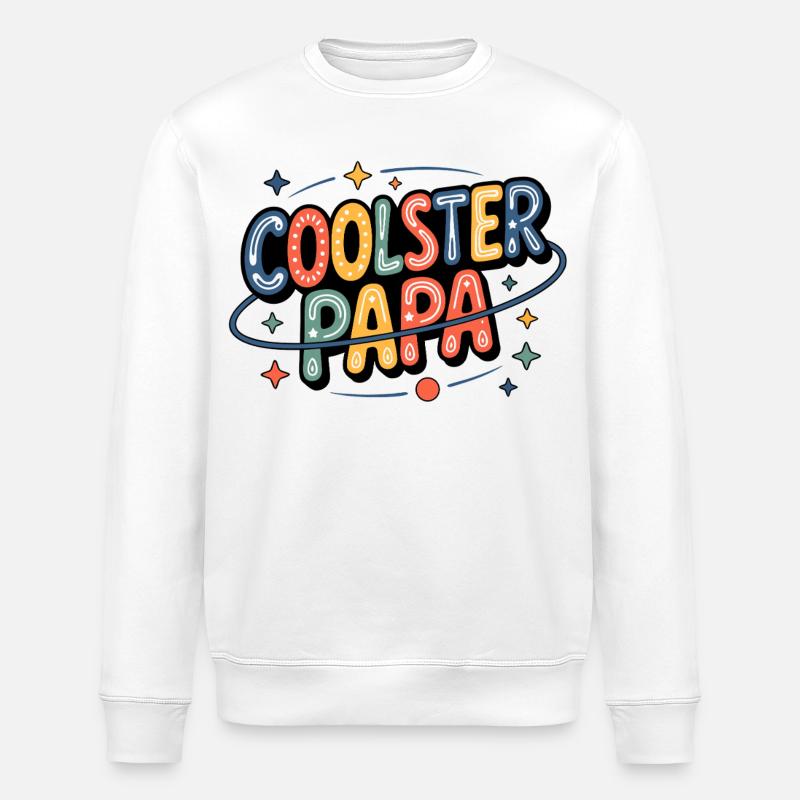 Coolest Dad Neon Retro - Stanley/Stella ROLLER Unisex Organic Sweatshirt - white