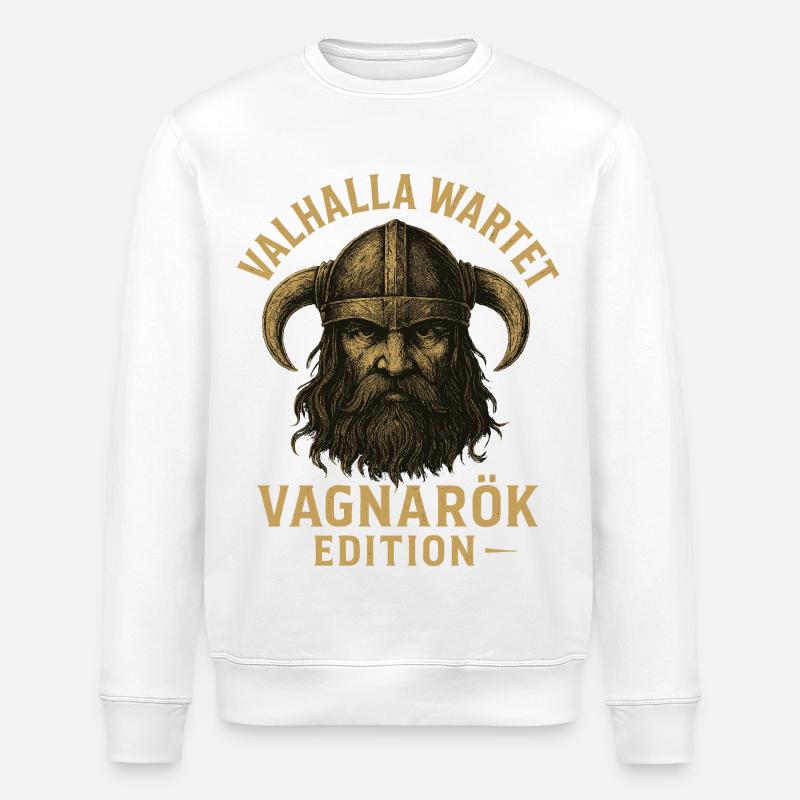 Valhalla Wartet Vagnarök Edition Wikinger - Stanley/Stella Unisex Bio-Sweatshirt ROLLER - Weiß