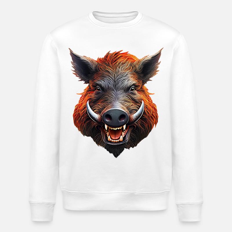 Keiler-Wildschwein - Stanley/Stella Unisex Bio-Sweatshirt ROLLER - Weiß