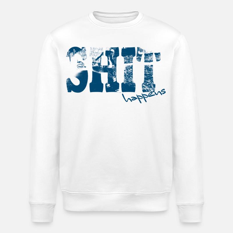 Shit Happens Distressed Print - Stanley/Stella Unisex Bio-Sweatshirt ROLLER - Weiß