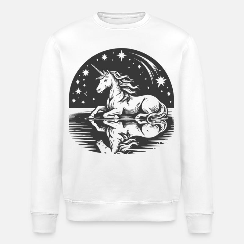 Mondsee Einhorn Silhouette - Stanley/Stella Unisex Bio-Sweatshirt ROLLER - Weiß