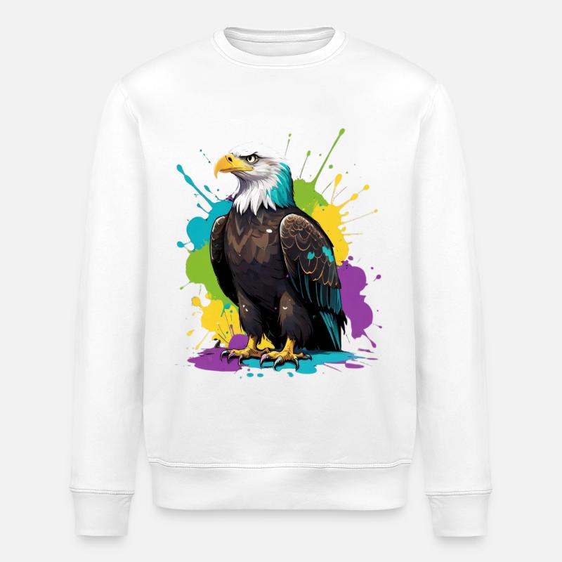 Bunter Adler Farbensplash - Stanley/Stella Unisex Bio-Sweatshirt ROLLER - Weiß
