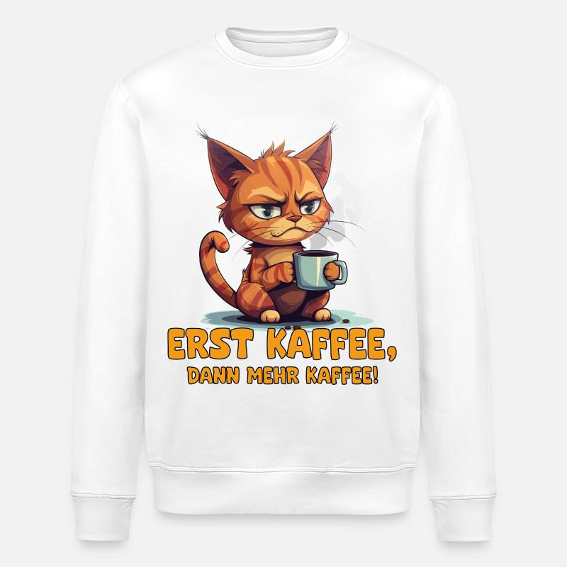 Dicton de café Grim Cat - Sweat bio ROLLER Stanley/Stella Unisexe - blanc