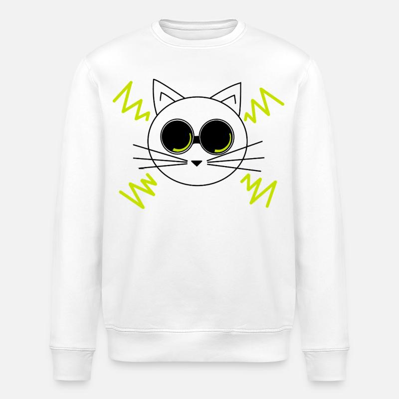 Weltraumkatze - Stanley/Stella Unisex Bio-Sweatshirt ROLLER - Weiß