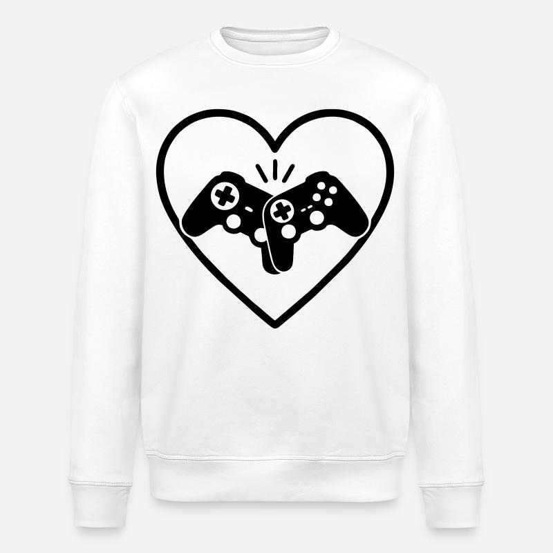 Gamecontroller Herz Gamer Liebe Geschenk - Stanley/Stella Unisex Bio-Sweatshirt ROLLER - Weiß